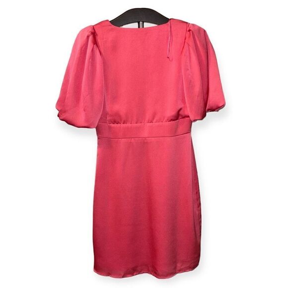 HALOGEN Puff Sleeve Satin Mini Dress in Pink Size Small - Picture 4 of 15